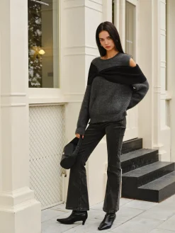 Bow Front Cutout Shift Sweater