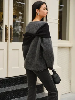 Bow Front Cutout Shift Sweater