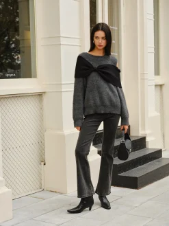 Bow Front Cutout Shift Sweater