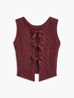 Bow Front Cutout Sweater Vest