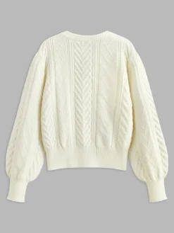 Bow Front Knit Ball-Decor Sweater