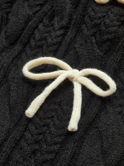 Bow Knotted Cable Knit Cardigan