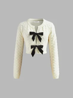 Bow Knotted Cozy Crop Knit Top