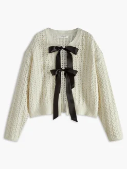 Bow Round Neck Cardigan
