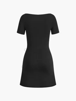 Bow Side Split Short Dress