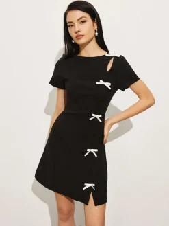 Bow Side Split Short Dress