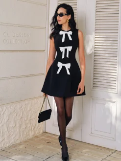 Bow-Decor Zipper Tank Dress