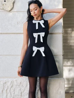 Bow-Decor Zipper Tank Dress