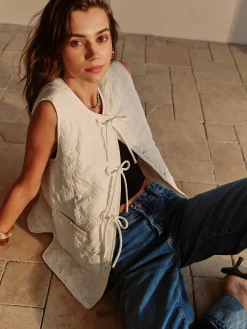 Bow-Decor Zipper Vest