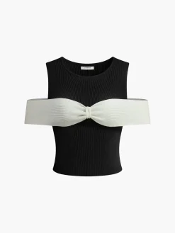 Bow-Trim Stretch Sweater Vest
