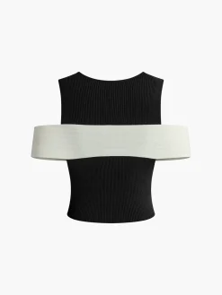 Bow-Trim Stretch Sweater Vest