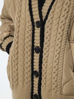 Braided Quilted Winter Cardigan Coat