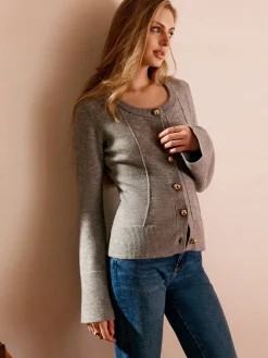 Breasted Bell Sleeve Slim Cardigan
