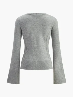 Breasted Bell Sleeve Slim Cardigan