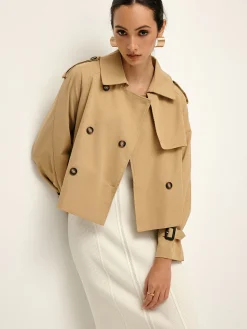 Breasted Lapel Trench Coat