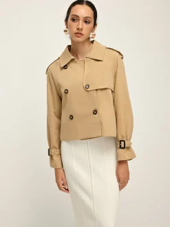 Breasted Lapel Trench Coat