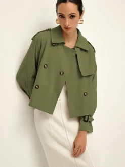 Breasted Lapel Trench Coat