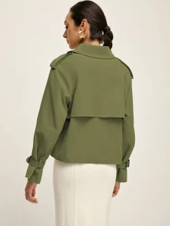 Breasted Lapel Trench Coat