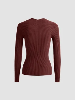 Bronzework Knitted Ribbed Pullover Sweater