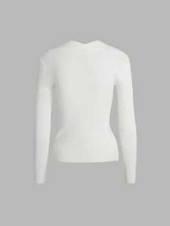 Bronzework Knitted Ribbed Pullover Sweater