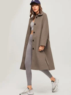 Brushed Belted Long Overcoat