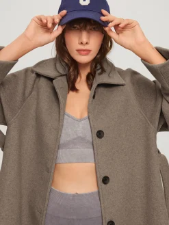 Brushed Belted Long Overcoat