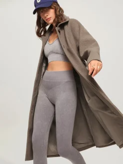 Brushed Belted Long Overcoat