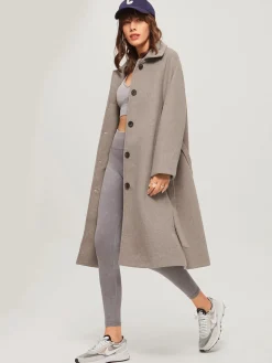 Brushed Belted Long Overcoat