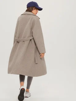 Brushed Belted Long Overcoat
