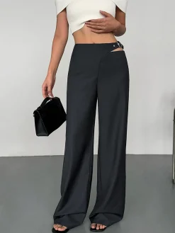 Buckle Belted Cutout Pants