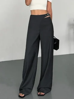 Buckle Belted Cutout Pants
