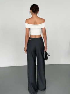Buckle Belted Cutout Pants