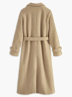Buckle Belted Long Faux Fur Coat