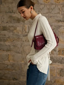 Buckle Checkered Small Armpit Bag
