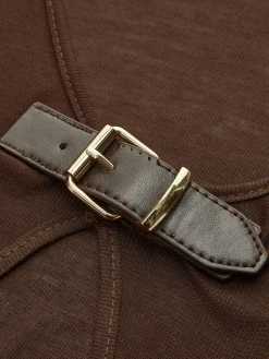 Buckle Design Split Thin Blouse