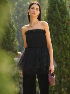 Bud Waist Mesh Tube Top