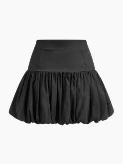 Bud Waist Pleated Panel Mini Skirt