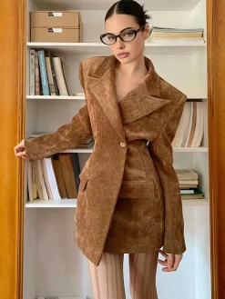 Button Cinched Long Blazer