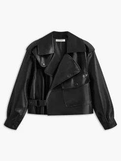 Button Clasp PU Leather Jacket