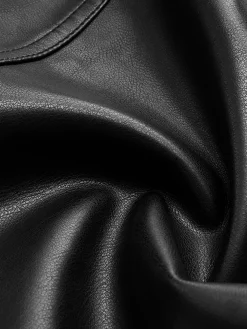 Button Clasp PU Leather Jacket