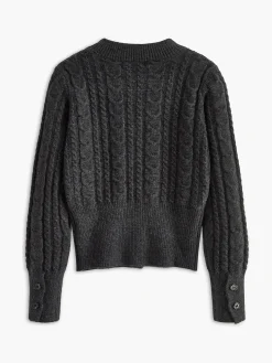 Button Corset Cable Knit Top