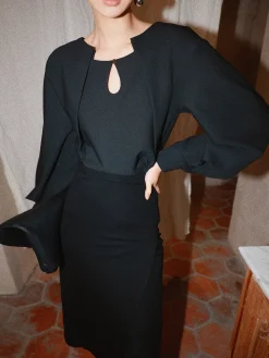 Button Cutout 2 in 1 Blouse