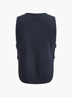 Button Decor Slit Sweater Vest