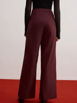 Button Decor Split Wide-Leg Pants