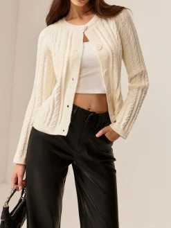 Button Down Cable Knit Outerwear