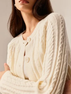 Button Down Cable Knit Outerwear