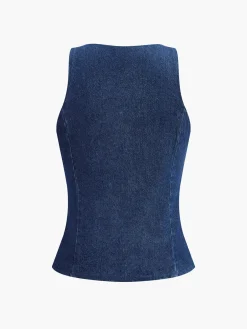 Button Down Denim Tank Top