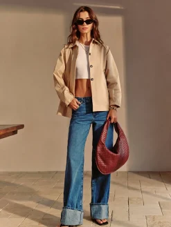 Button Down Lapel Trench Coat