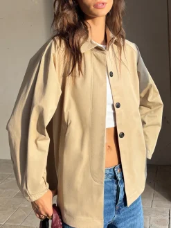 Button Down Lapel Trench Coat