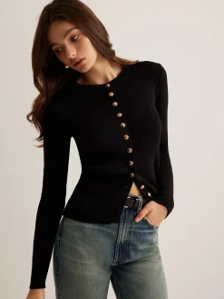 Button Down Skinny Knit Top
